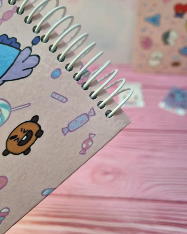 دفتر نقطهای بولت ژورنال A5 گرماژ ۱۰۰ طرح BTS bt21 (بیتیاس) | جلد سخت فنر روکشدار | رنگی بانو