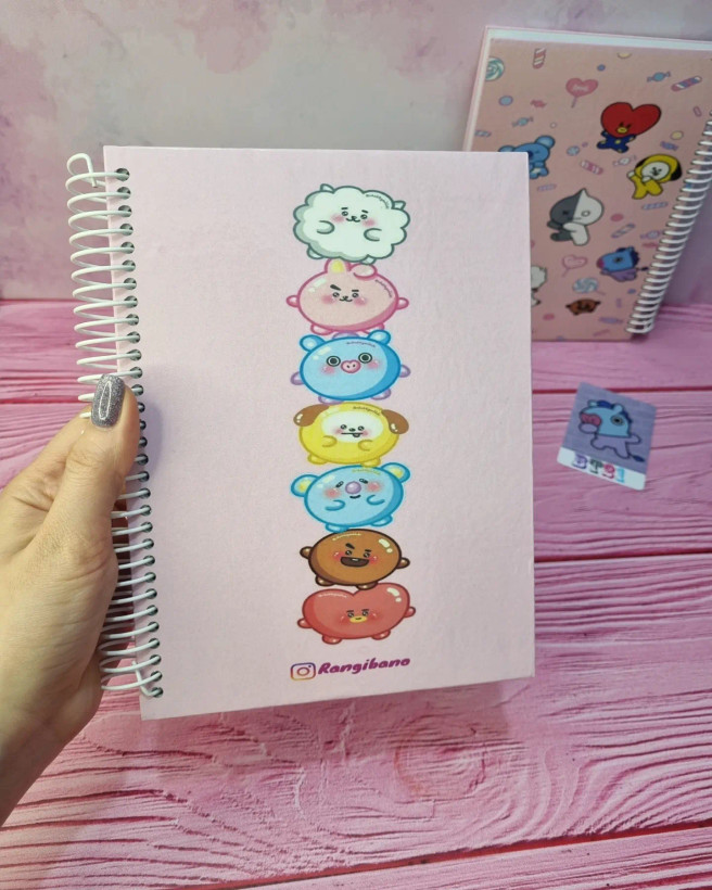 دفتر نقطهای بولت ژورنال A5 گرماژ ۱۰۰ طرح BTS bt21 (بیتیاس) | جلد سخت فنر روکشدار | رنگی بانو