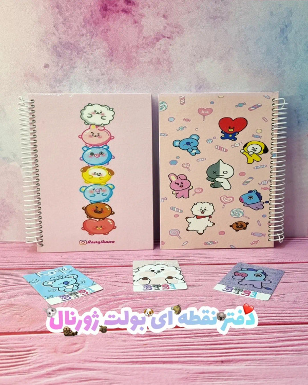 دفتر نقطهای A5 طرح BTS BT21با کاغذ ۱۰۰ گرمی سفید - رنگی بانو