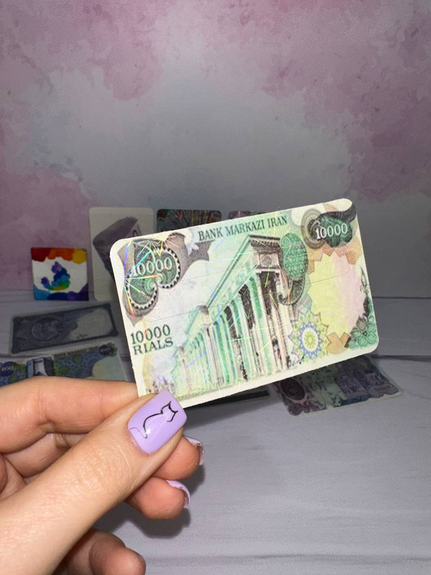 برچسب کارت استیکر کارت بانکی سه بعدی اکلیلی طرح پول