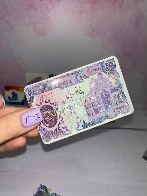 برچسب کارت استیکر کارت بانکی سه بعدی اکلیلی طرح پول