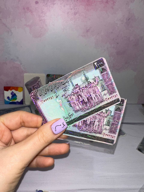 برچسب کارت استیکر کارت بانکی سه بعدی اکلیلی طرح پول
