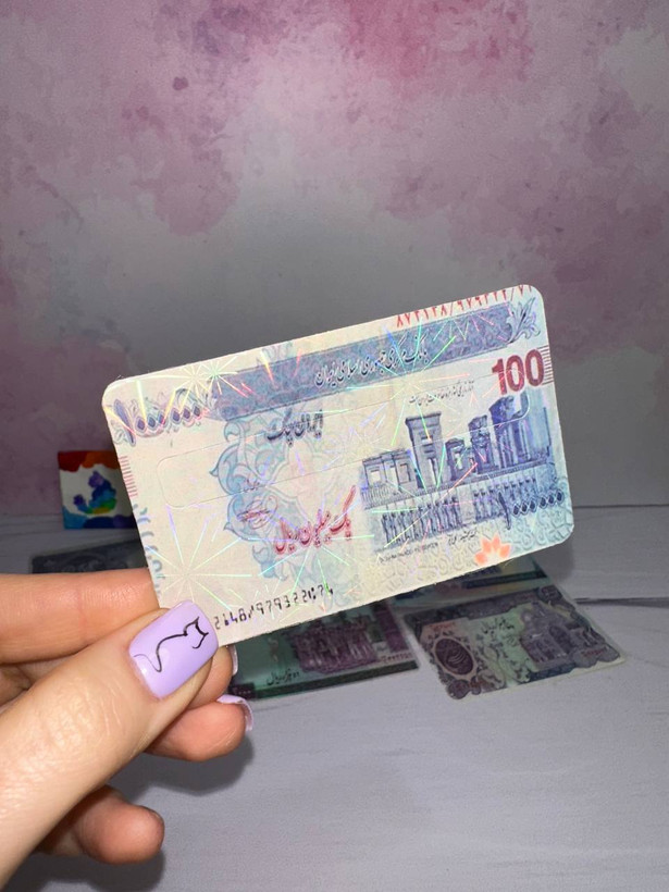 برچسب کارت استیکر کارت بانکی سه بعدی اکلیلی طرح پول