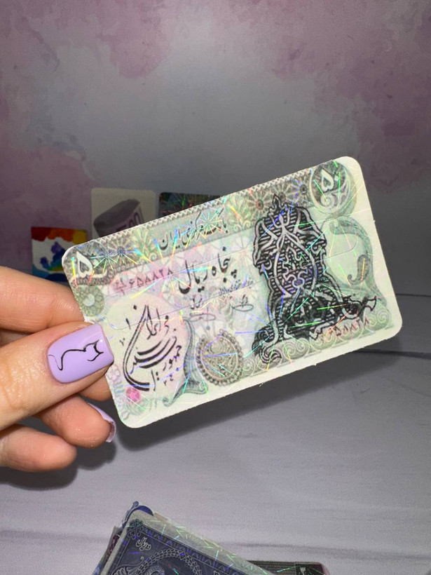 برچسب کارت استیکر کارت بانکی سه بعدی اکلیلی طرح پول