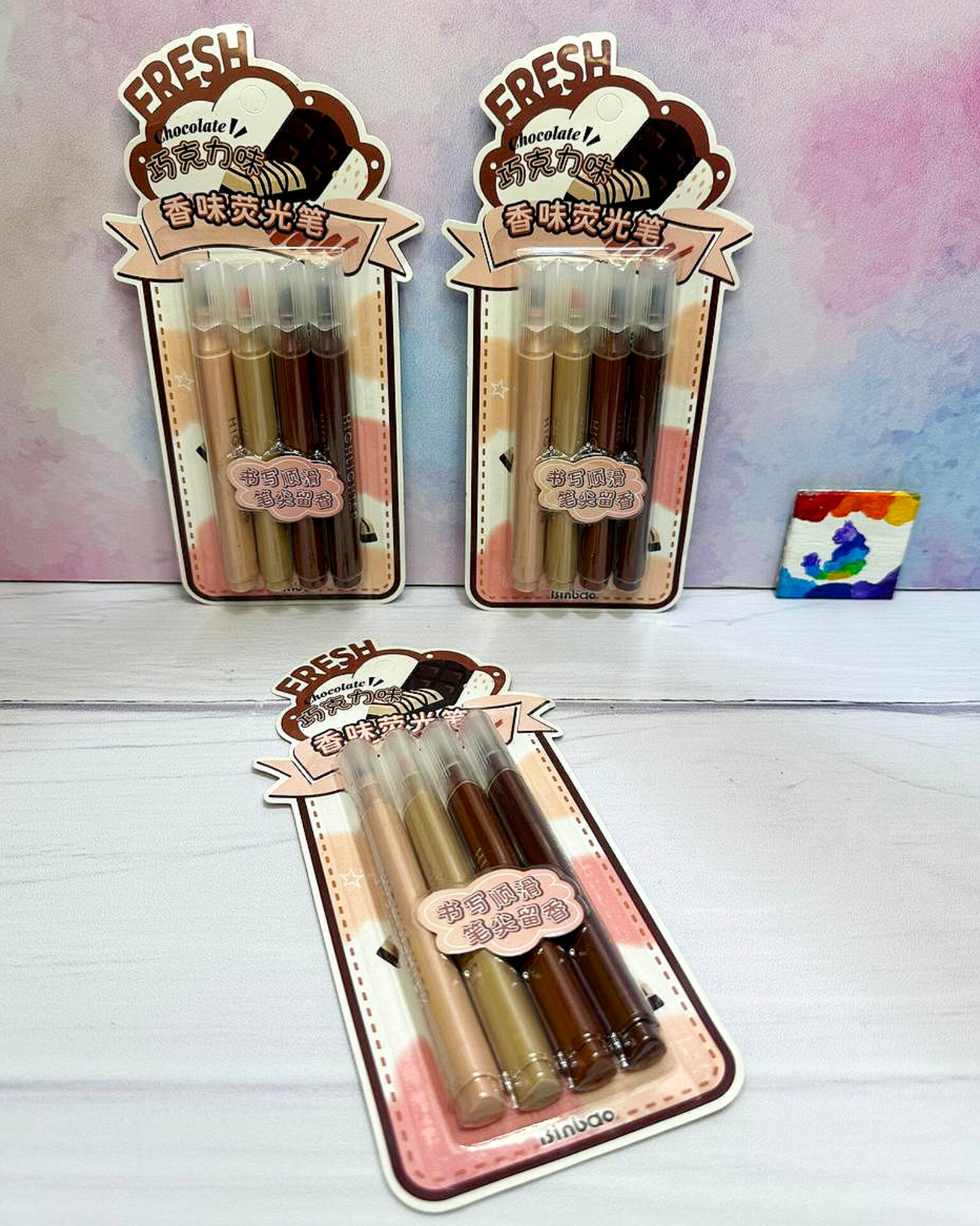 ماژیک هایلایتر علامت گذار معطر در 4 رنگ پاستلی تناژ قهوه ای نود